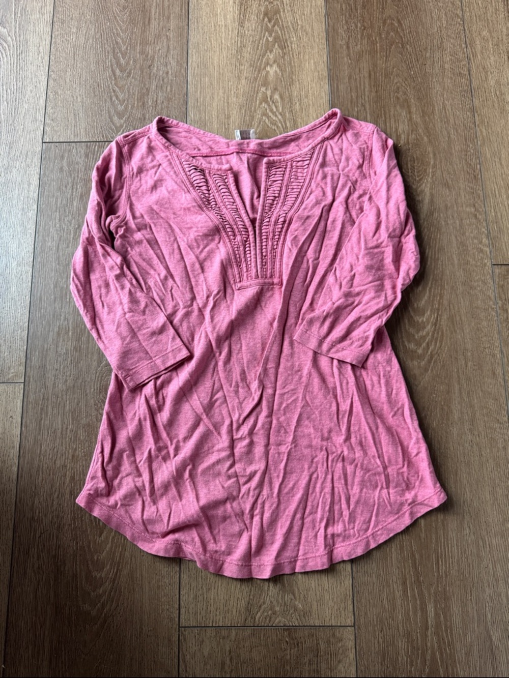 Poetry Women's Pink Crochet-Detail 3/4 Sleeve Top